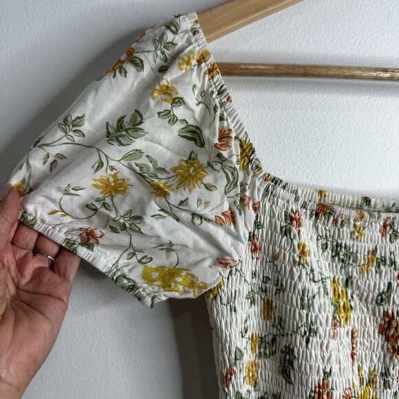 Lost + Wander Ditzy Floral Smocked Mini Dress Garden Cottagecore Sz M Boho Y2K - Picture 5 of 11